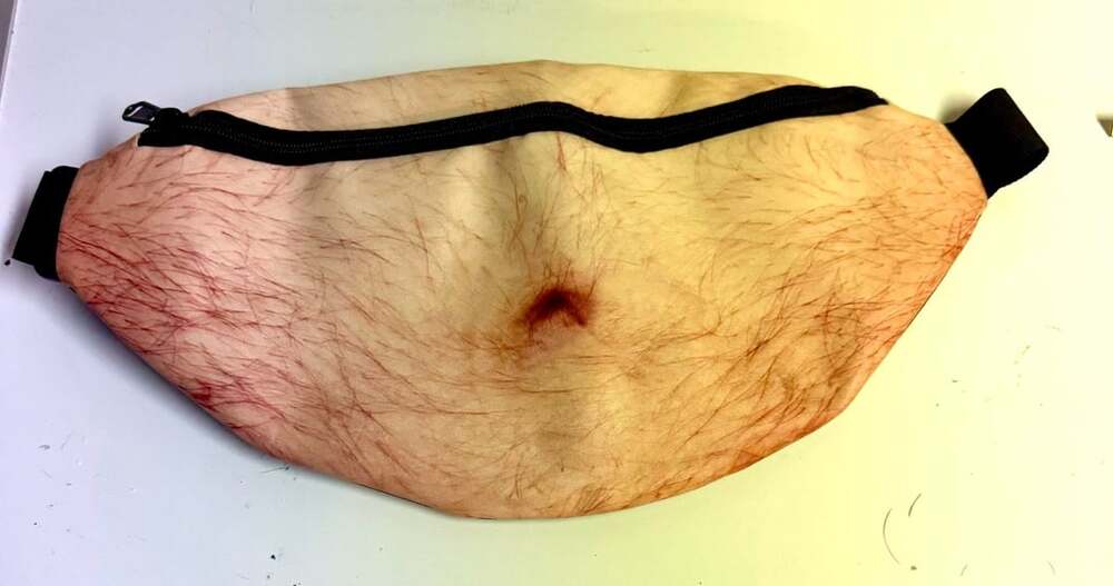 Anmigo Hairy Beer Belly Fanny Pack Dad Bod Gag gift Waist Bag white elephant